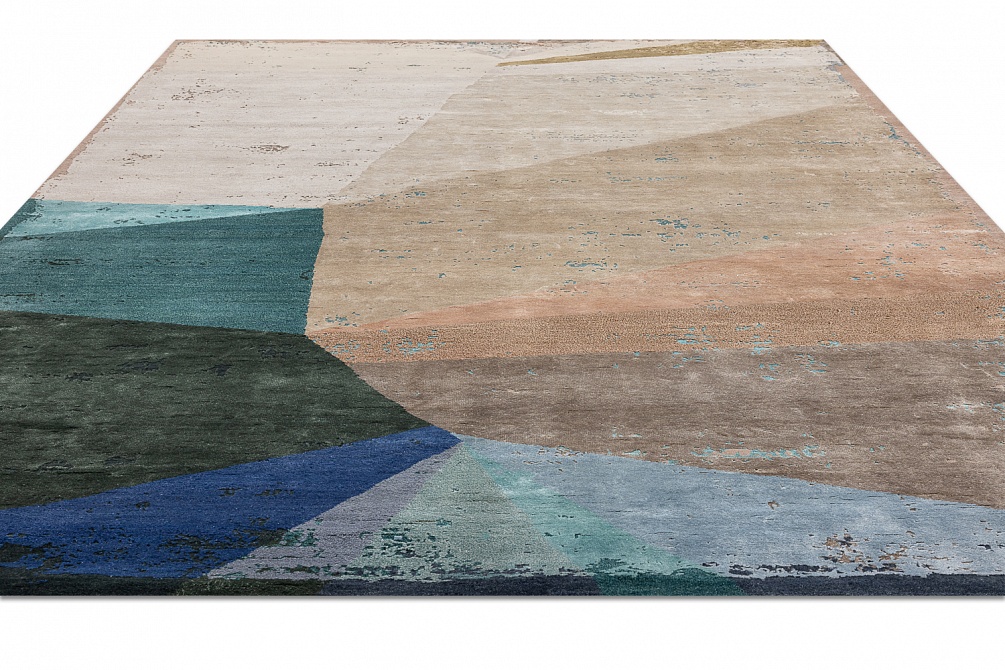 Индийский ковер из бамбукового шёлка, шерсти и хлопка «CHAOS THEORY» ESK375-AWHITE-CAQUA 3