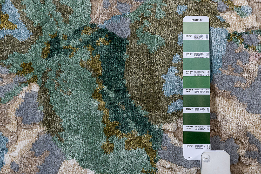 Индийский ковёр из шерсти и арт-шёлка «MARBLE FLOWERS» Marble Code 14-GRN