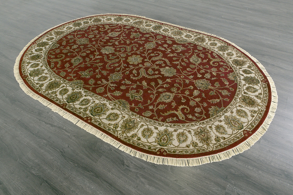 Индийский ковёр из шерсти и шёлка «PLATINUM» AK1511-DRED-IVR(Oval)