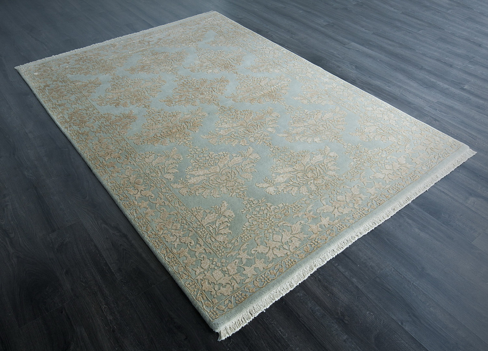 Индийский ковёр из шерсти и арт-шёлка «KING OF AGRA» NO9-LBLU-LBLU