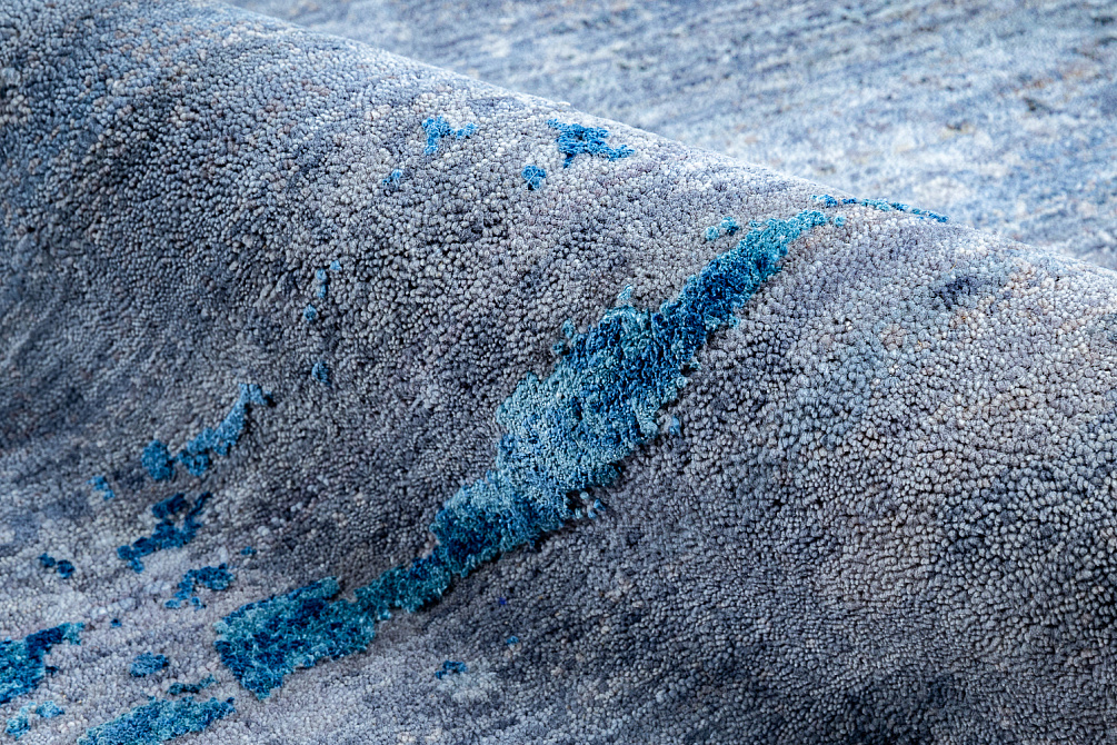 Индийский ковер из шерсти и шёлка «WEST HOLLYWOOD» PJ2103-SILVER-BLUE