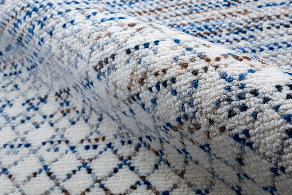 Индийский ковёр из шерсти «COLOR GRASS» WHT-LBLU
