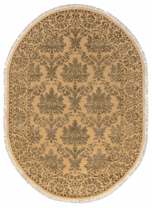 Индийский ковер из шерсти и арт-шёлка «AGRA R» NO54-GLD-GLD(Oval)