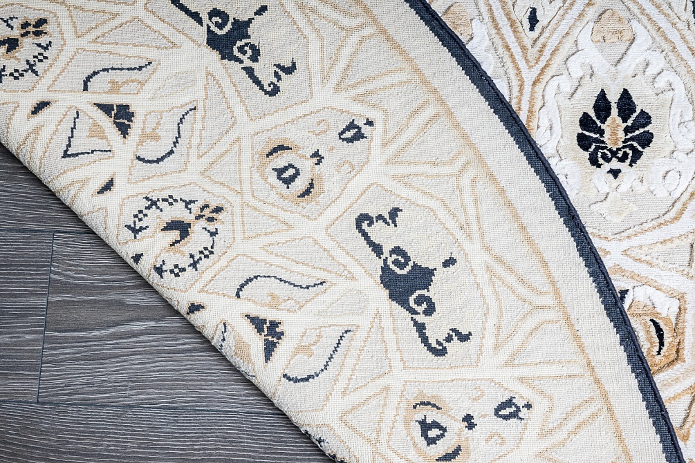 Непальский ковер из шёлка и шерсти «Art de Vivre by LEYLA ULUHANLI» IVORY GAMBAT-BLACK