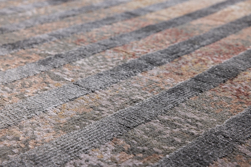 Индийский ковер из шерсти и арт-шёлка «CHAOS THEORY» ESK369-M.GREY-L.PEACH