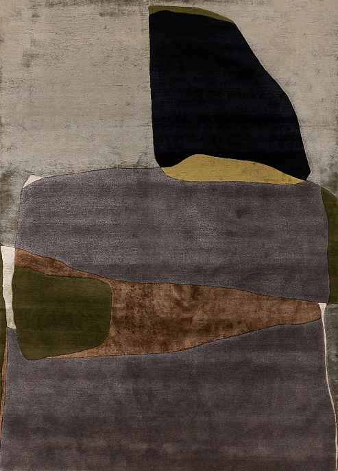 Индийский ковер из шерсти, шёлка и эвкалиптового шёлка «TECTONIC» D1-C4