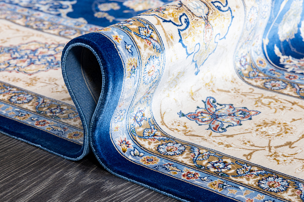 Иранский ковер из шёлка, модала и акрила «MASTERPIECE QUM» 044-22-Katrin-1520-BLUE