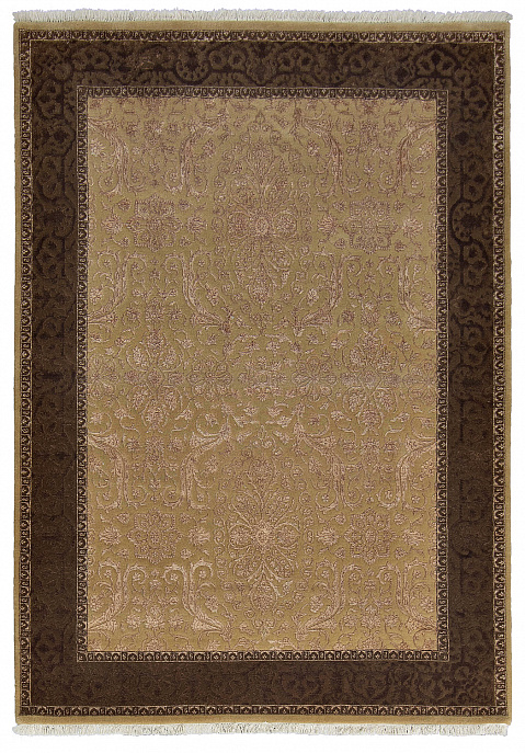Индийский ковер из шерсти и арт-шёлка «KING OF AGRA» RO1-GLD-BRN