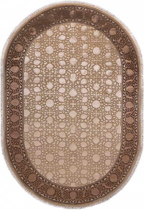 Индийский ковер из шерсти и арт-шёлка «KING OF AGRA» RO11-GLD-BRN(Oval)