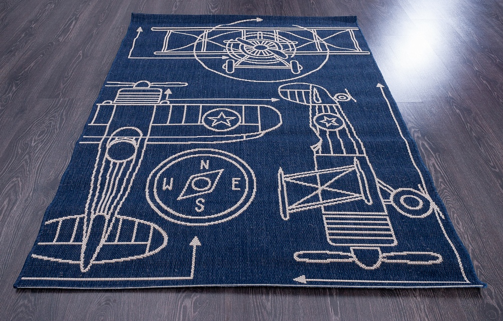 Бельгийский ковер из синтетики «COTTAGE KIDS» 7791-H503-MBLU-WOOL