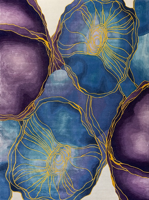 Китайский ковер из шерсти и арт-шёлка «PRISMATIC N» PRS32-BLUE GOLD