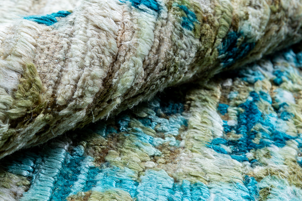 Индийский ковёр из шёлка и шерсти «TRIBAL» TER-BLUE