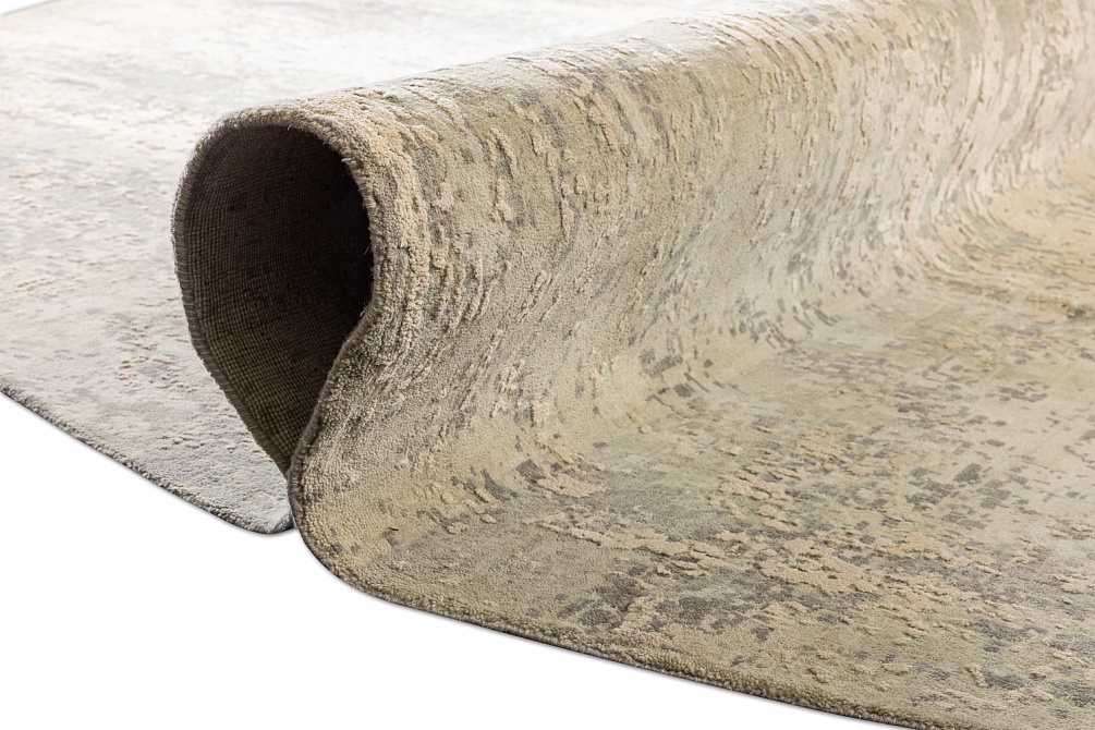 Индийский ковер из шёлка и шерсти «HOLLYWOOD ART» JS38-IVORY-SILVER(Round)