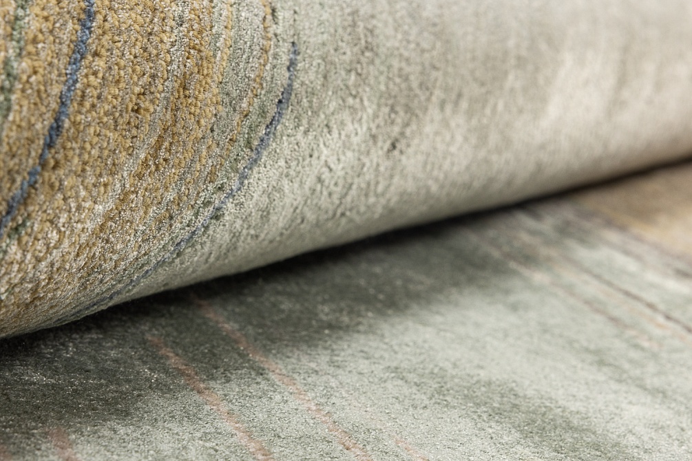 Индийский ковер из бамбукового шёлка, шерсти и хлопка «CHAOS THEORY» ESKM07-NTAUPE-FDENIM 5