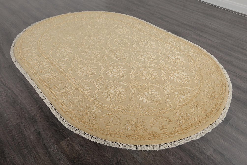 Индийский ковёр из шерсти и арт-шёлка «KING OF AGRA» NO67-CRE-CRE14854(Oval)