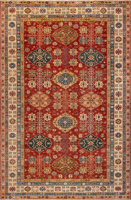 Пакистанский ковер из шерсти «KAZAK ROYAL» 232580-RED-BGE