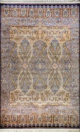 Турецкий ковер из шёлка и модала «SILK QUM» 9053E-NAVY-NAVY 1