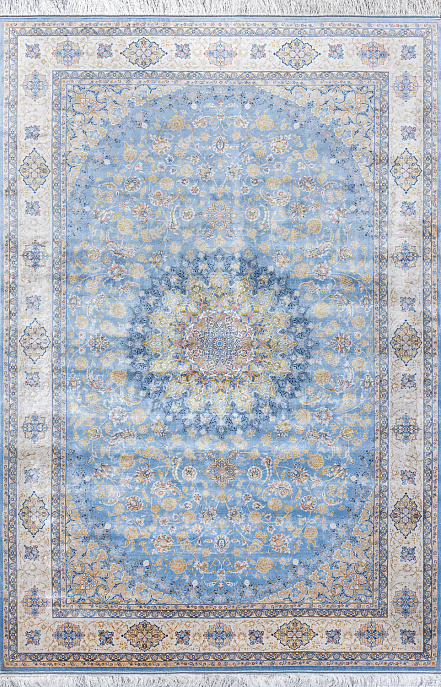 Иранский ковер из шёлка, модала и акрила «MASTERPIECE QUM» 050-22-Katrin-1520-LIGHT BLUE