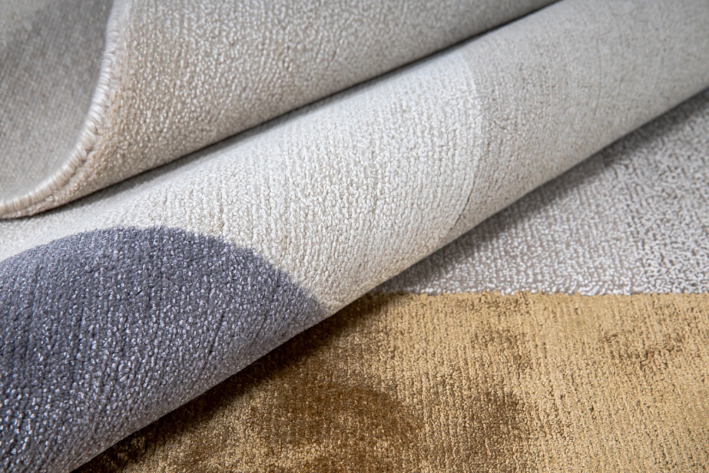 Индийский ковер из арт-шёлка «BAUHAUS» DESIGN №02-1-BLUE-GOLD