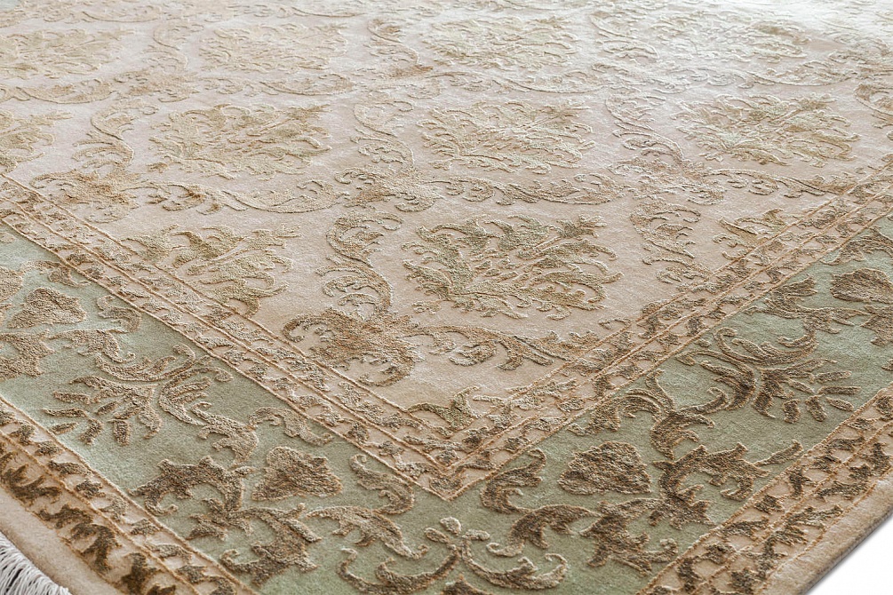 Индийский ковер из шерсти и арт-шёлка «KING OF AGRA» NO68-CRE-LGRN 3