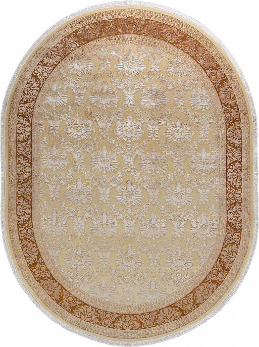 Индийский ковер из шерсти и арт-шёлка «KING OF AGRA» NO54-CRE-GLD14976(Oval)