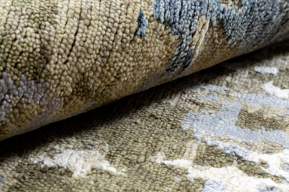 Индийский ковёр из шерсти и бамбукового шёлка «STORM V» RN52WH-BEIGE-GREY