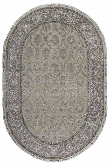 Индийский ковер из шерсти и арт-шёлка «AGRA R» RO131-CRE-BEI(REIN-1)(Oval)
