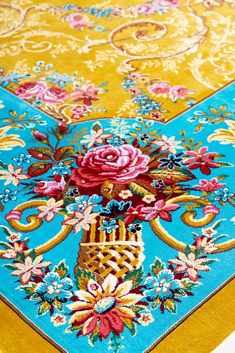 Иранский ковер из шёлка и модала «MASTERPIECE QUM» 052-21-PROVENCE-BLUE-GOLD