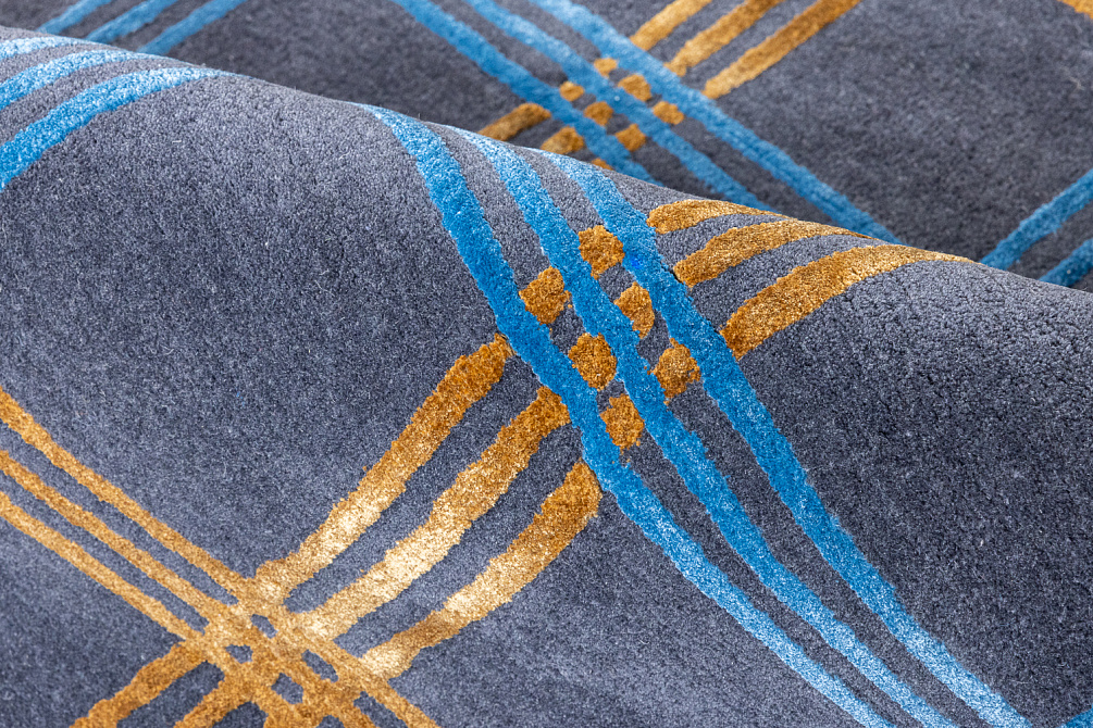 Индийский ковёр из шерсти и арт-шёлка «Art de Vivre by DETALI» design Elizaveta Popova «СOBALT BLUE»