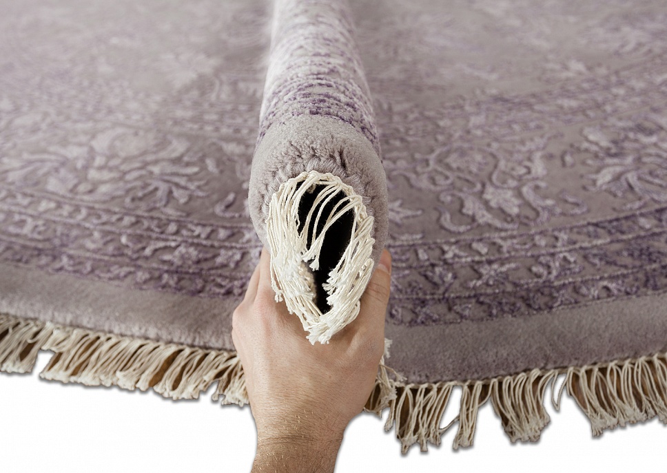 Индийский ковер из шерсти и арт-шёлка «KING OF AGRA» NO55-GRY-GRY 3-1(Round)