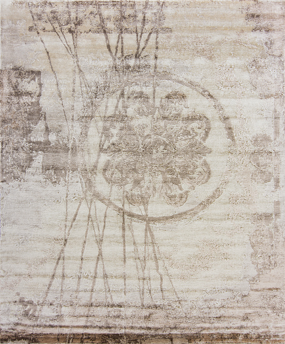 Индийский ковер из арт-шёлка «MURAL» 1212-BGE-BRN