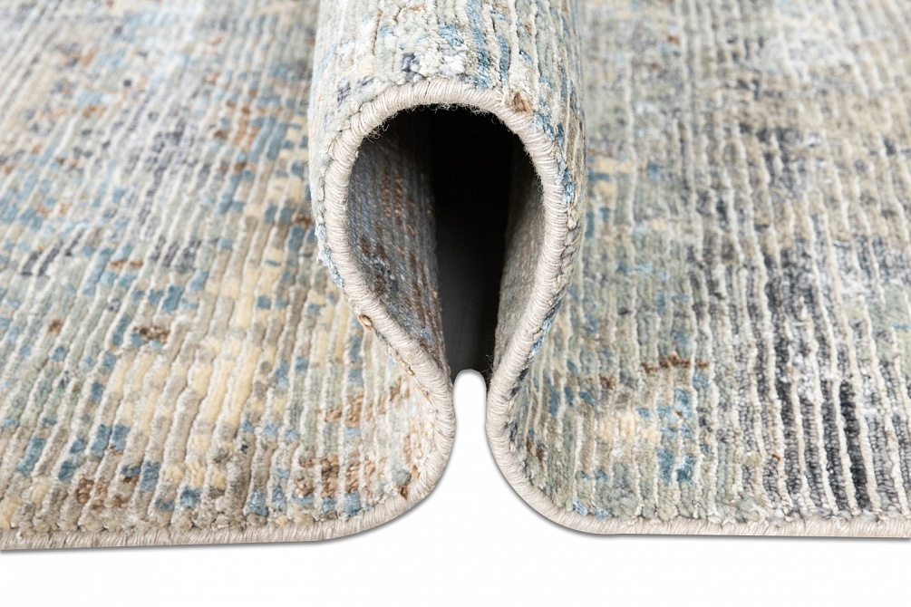 Индийский ковер из арт-шёлка и шерсти «STORM» BAT-02-BLUE-SILVER