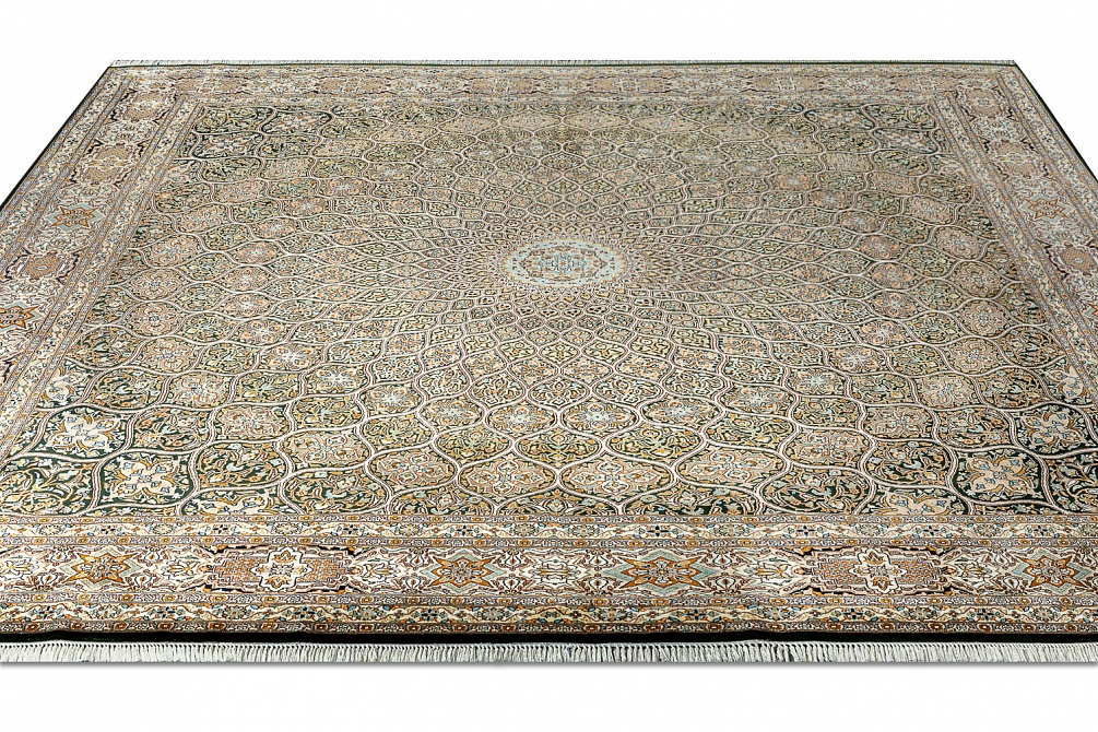 Индийский ковер из шёлка «KASHMIR SILK 24Х24» CELING GREEN