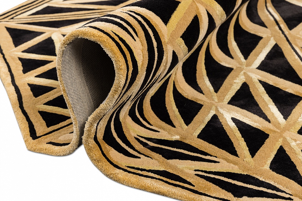 Индийский ковер из шерсти, арт-шёлка и хлопка «Art de Vivre by DETALI» design Victoria Mikhno «INTRICATE BLACK»