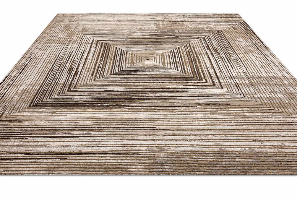 Индийский ковер из бамбукового шёлка, шерсти и хлопка «UVENUTI» LRB1666-MBROWN-LCOFFEE