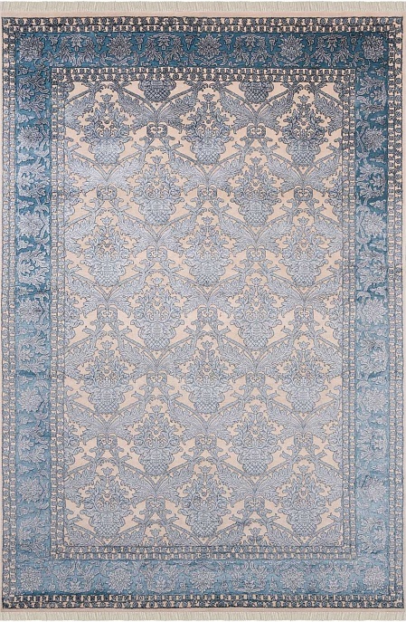 Индийский ковер из шерсти и арт-шёлка «KING OF AGRA» NO59-CRE-LBLU 4-3