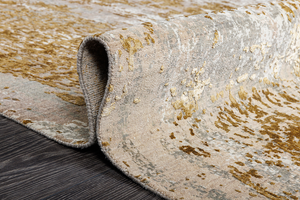 Индийский ковёр из шерсти и шёлка «WEST HOLLYWOOD» PJ23554-GREY-GOLD