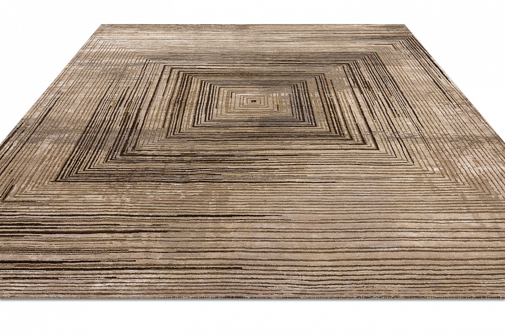 Индийский ковер из бамбукового шёлка, шерсти и хлопка «UVENUTI» LRB1666-MBROWN-LCOFFEE