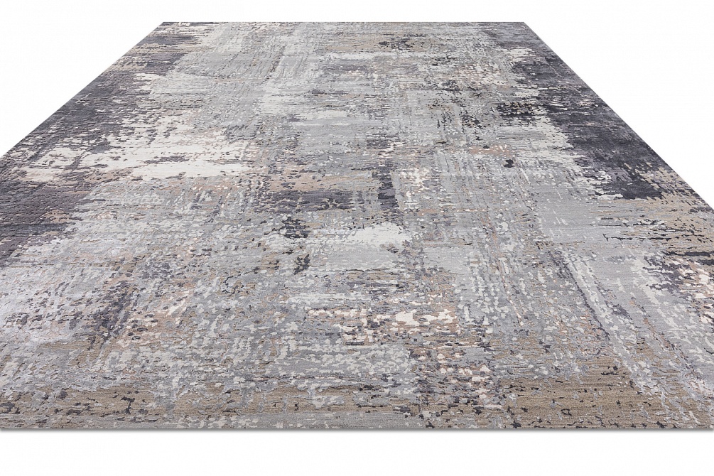 Индийский ковер из шерсти и бамбукового шёлка «CHAOS THEORY» ESK439-ASH-FGRAY