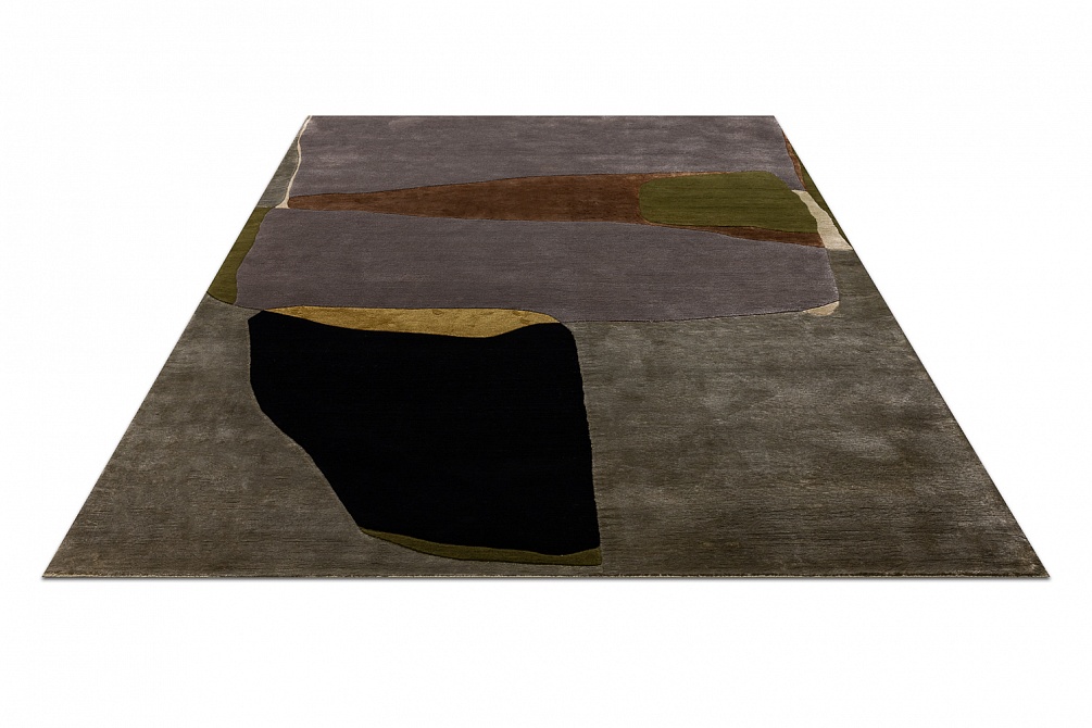 Индийский ковер из шерсти, шёлка и эвкалиптового шёлка «TECTONIC» D1-C4