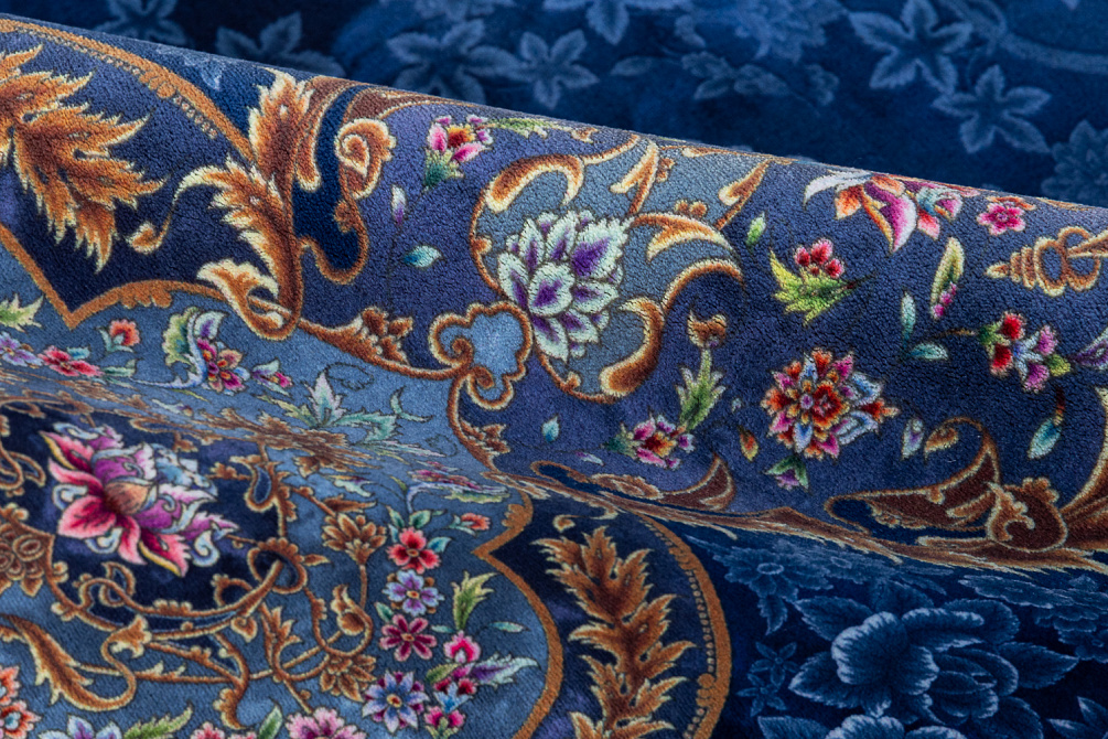 Иранский ковёр из полиэфирного шёлка «NOBLE» 100-934-DBLU