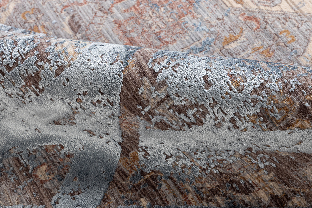 Турецкий ковёр из эвкалиптового шёлка и полиэстера «JAZZY» M633Q-SHBRN-LGRY