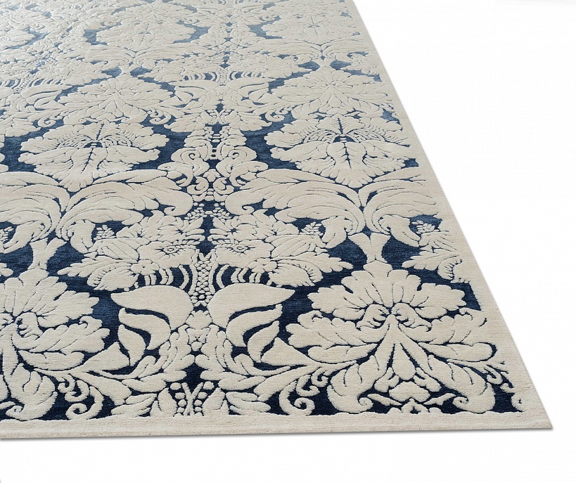 Непальский ковер из шерсти и шёлка «ART COLLECTION» DAMASK GR-D.BLUE-L.BLUE(90275)