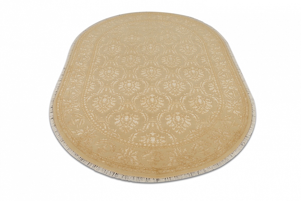 Индийский ковер из шерсти и арт-шёлка «KING OF AGRA» NO67-CRE-CRE14854(Oval)