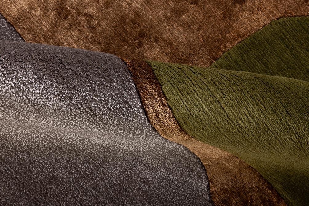 Индийский ковер из шерсти, шёлка и эвкалиптового шёлка «TECTONIC» D1-C4