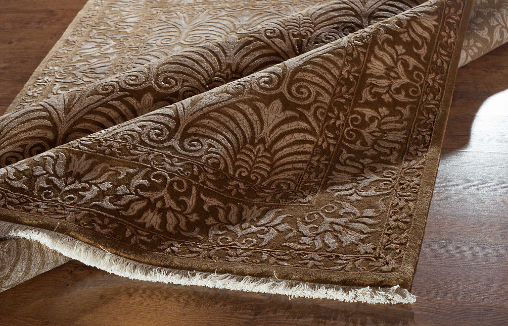 Индийский ковёр из шерсти и арт-шёлка «AGRA R» NO42A-BRN-BRN