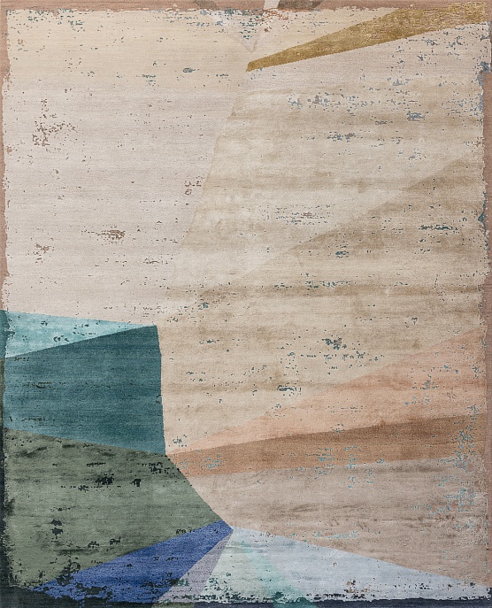 Индийский ковер из бамбукового шёлка, шерсти и хлопка «CHAOS THEORY» ESK375-AWHITE-CAQUA 1