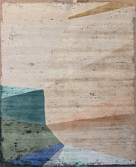 Индийский ковер из бамбукового шёлка, шерсти и хлопка «CHAOS THEORY» ESK375-AWHITE-CAQUA 1