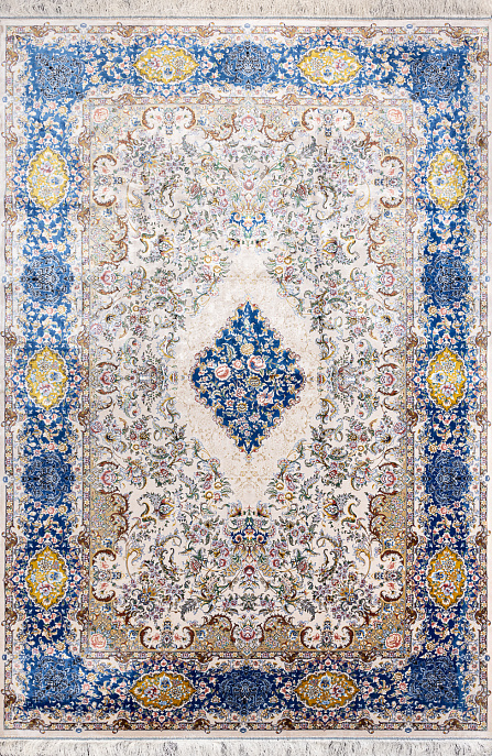 Иранский ковер из шёлка и модала «MASTERPIECE QUM» 035-23-15130-CREAM-BLUE Katrin