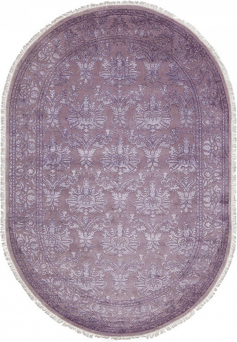 Индийский ковер из шерсти и арт-шёлка «KING OF AGRA» NO55-GRY-GRY 3-1(Oval)